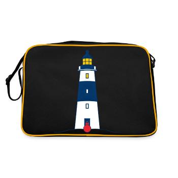 Lighthouse Beacon on Coastal Shore - Retro Bag - black/gold - Back