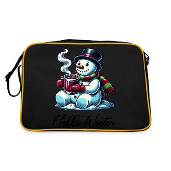 Schneemann Hello Winter - Retro Tasche - Schwarz/Gold - Hinten