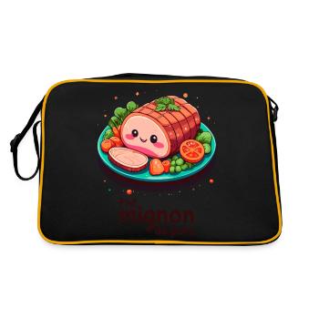 Filet mignon de porc - Texte sombre - Sac Retro - noir/or - Dos