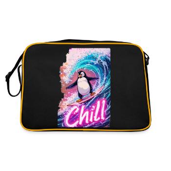 Pingouin surfeur - Sac Retro - noir/or - Dos