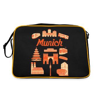 Munich Sights Illustration - Retro Bag - black/gold - Back