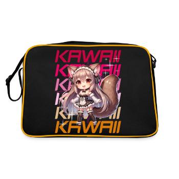 Kawaii Chibi Anime Girl in Cat Costume - Retro Bag - black/gold - Back