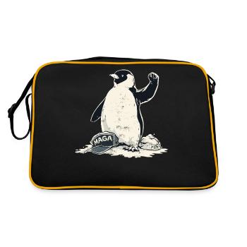 Resist Penguin Grunge Protest - Retro Tasche - Schwarz/Gold - Hinten