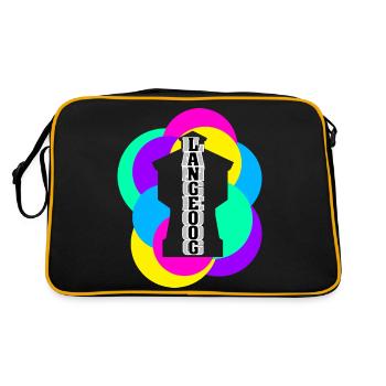 Wasserturm Langeoog bunt - Retro Tasche - Schwarz/Gold - Hinten