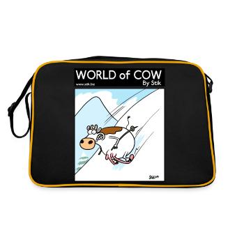 Welt der Kuh-Skifahren - Retro Tasche - Schwarz/Gold - Hinten