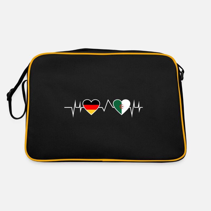 Algerier Deutscher Herzschlag Deutschland Algerien - Retro Tasche - Schwarz/Gold