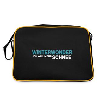 Schnee Winterwonder Winterzeit Schneeflocke - Retro Tasche - Schwarz/Gold - Hinten