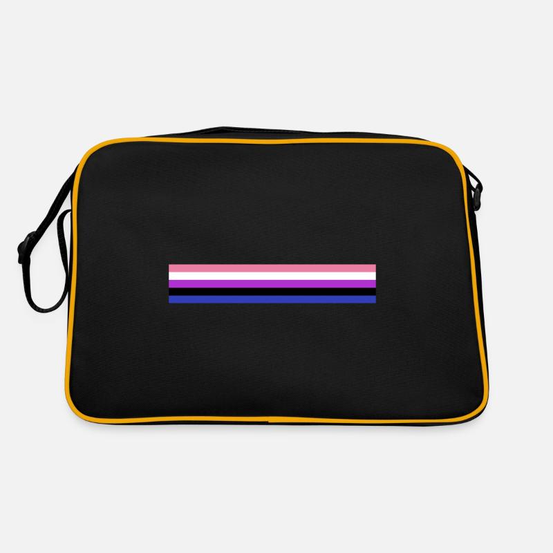 Genderfluid Flagge - Retro Tasche - Schwarz/Gold