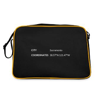 Sacramento, California, USA coordinates - Retro Bag - black/gold - Back