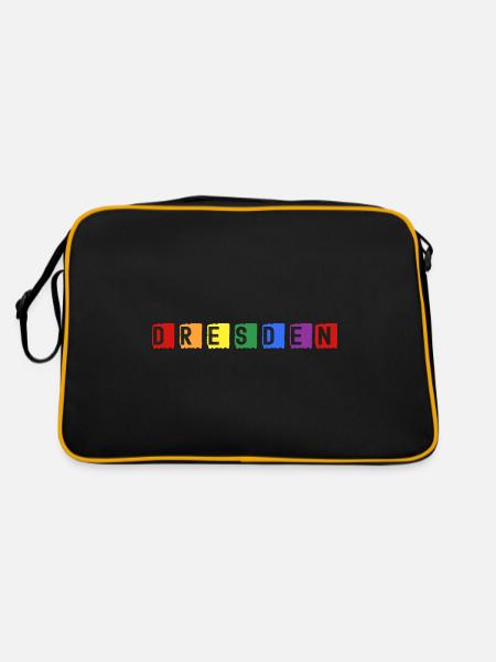 Dresden - Retro Tasche - Schwarz/Gold - Hinten