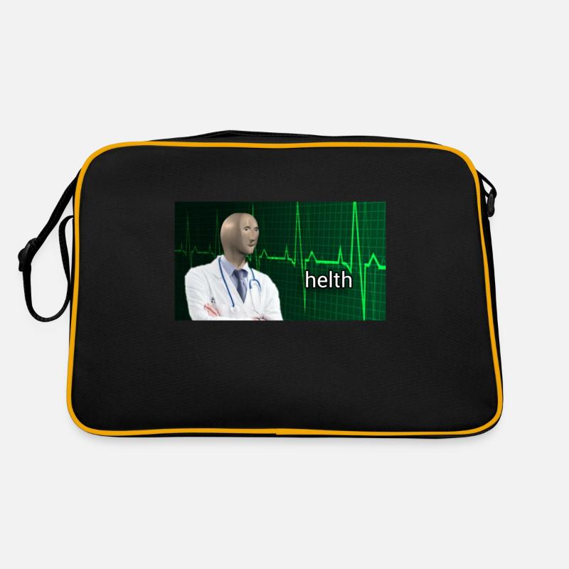 Stonks Helth Dank Meme - Retro Tasche - Schwarz/Gold