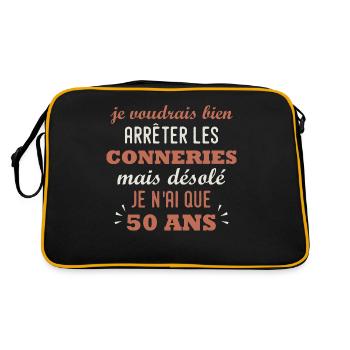 50 ans - anniversaire 50 ans citation humour - Sac Retro - noir/or - Dos