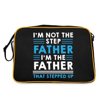 Step Father Steped up - Vatertag - Retro Tasche - Schwarz/Gold - Hinten
