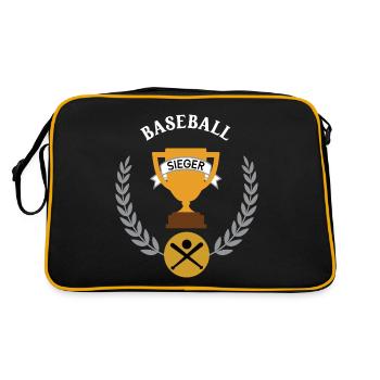 Baseball Sieger Gewinner Turnier Meisterschaft - Retro Tasche - Schwarz/Gold - Hinten