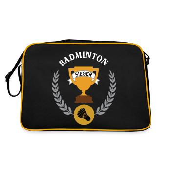 Badminton Sieger Gewinner Turnier Meisterschaft - Retro Tasche - Schwarz/Gold - Hinten