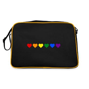Regenbogenherzen - Retro Tasche - Schwarz/Gold - Hinten