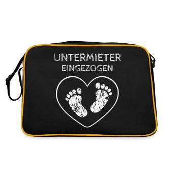Schwangerschaft Babyfüße Untermieter eingezogen - Retro Tasche - Schwarz/Gold - Hinten