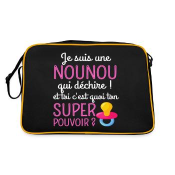 T shirt nounou qui déchire cadeau nourrice - Sac Retro - noir/or - Dos