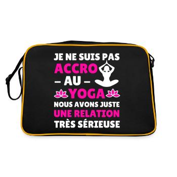 tee shirt yoga accro au yoga humour femme cadeau - Sac Retro - noir/or - Dos
