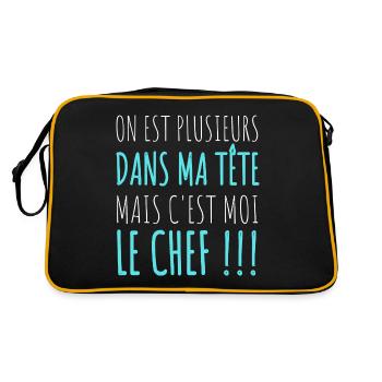 T shirt humour homme c 'est moi le chef cadeau - Sac Retro - noir/or - Dos