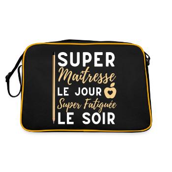 Super maitresse humour maîtresse cadeau femme - Sac Retro - noir/or - Dos
