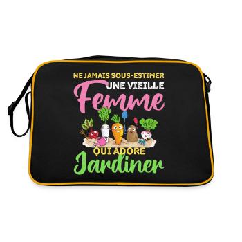 jardinage humour jardinière retraitée cadeau - Sac Retro - noir/or - Dos