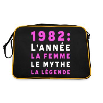 1982 le mythe la légende humour femme cadeau - Sac Retro - noir/or - Dos