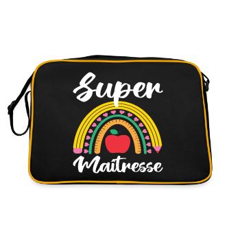 Super maitresse cadeau maîtresse d' école. - Sac Retro - noir/or - Dos