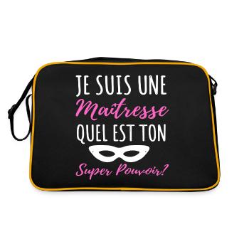 Maitresse super pouvoir humour femme cadeau - Sac Retro - noir/or - Dos