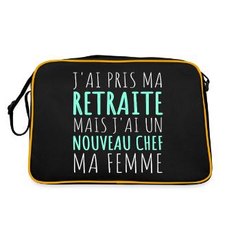 J'ai un nouveau chef ma femme humour retraité - Sac Retro - noir/or - Dos