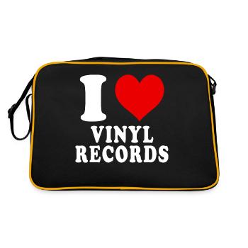 J’aime les disques vinyles coeur drôle spirituel - Sac Retro - noir/or - Dos