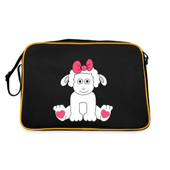 Sheep Drawing Hearts Easter Children Baby Lamb - Retro Bag - black/gold - Back