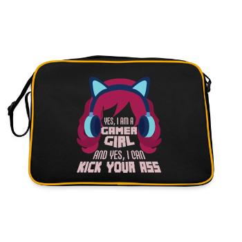 Gamer Girl Gaming Ringer Headset Nerd Gift - Retro Bag - black/gold - Back