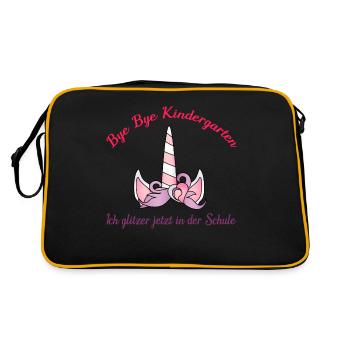 Einschulung - Retro Tasche - Schwarz/Gold - Hinten