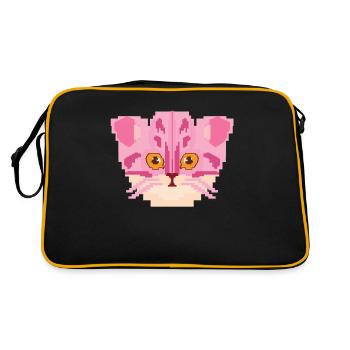 Pixel cat gambler gamer player pink gift - Retro Bag - black/gold - Back