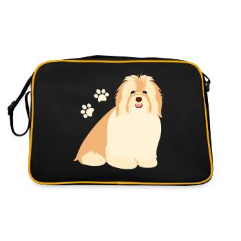Heureux, chien bichon havanais - Sac Retro - noir/or - Dos