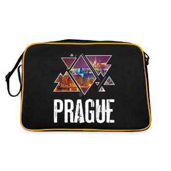 Prague Prag Tschechien Czech Skyline Stadt City - Retro Tasche - Schwarz/Gold - Hinten