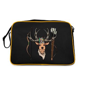Deer, Elk, Antlers, Deer Head, Wild Hunts - Retro Bag - black/gold - Back