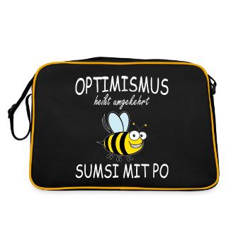 Lustige Biene Sumsi mit Po Optimismus Geschenk - Retro Tasche - Schwarz/Gold - Hinten