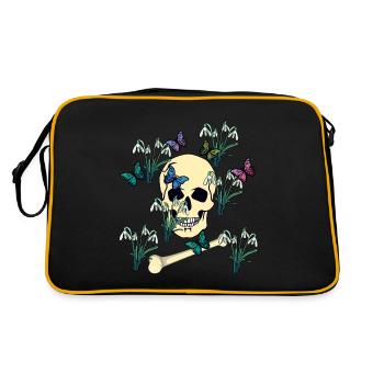 Schmetterlinge Falter Tod Ende Jenseits sterben - Retro Tasche - Schwarz/Gold - Hinten
