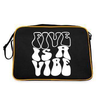 Five Is A Vibe, 5 Jahre alt, Kinder zum 5. Geburtstag - Retro Tasche - Schwarz/Gold - Hinten