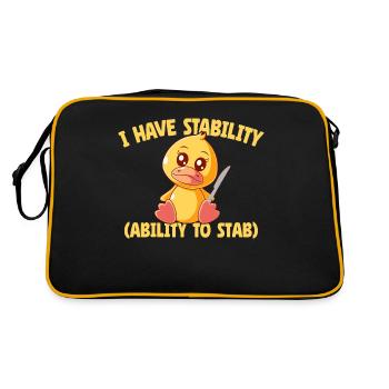 Funny I Have Stability Ability To Stab Cute Duck - Retro Bag - black/gold - Back
