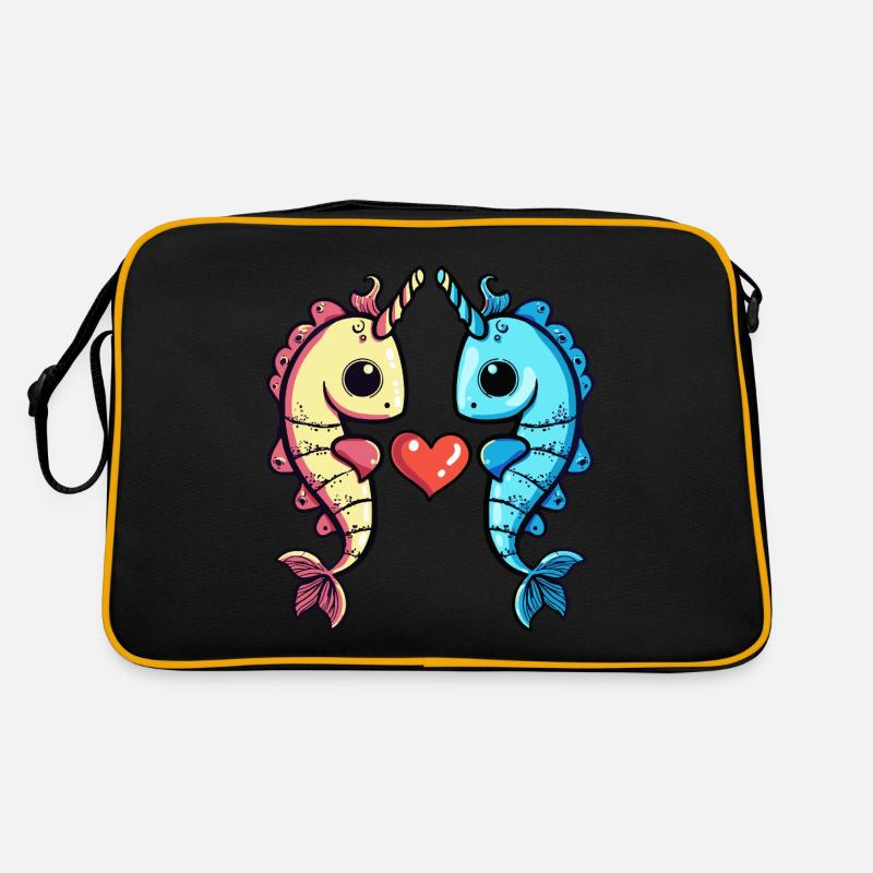 Seepferd Paar Herz Retro Tasche