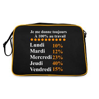 Je me donne toujours à 100% au travail - humour - Sac Retro - noir/or - Dos