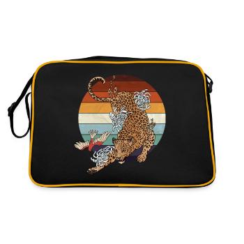 japanischer spirit leopard | Vintage Retro - Retro Tasche - Schwarz/Gold - Hinten