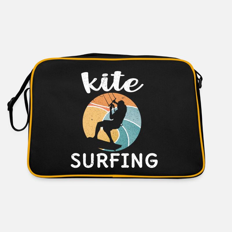 Kitesurfen Kiteboarding Kite Kiten - Retro Tasche - Schwarz/Gold