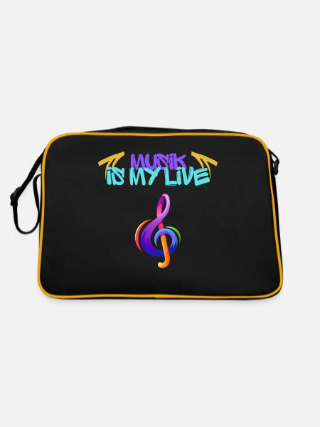 Musik - Retro Tasche - Schwarz/Gold - Hinten