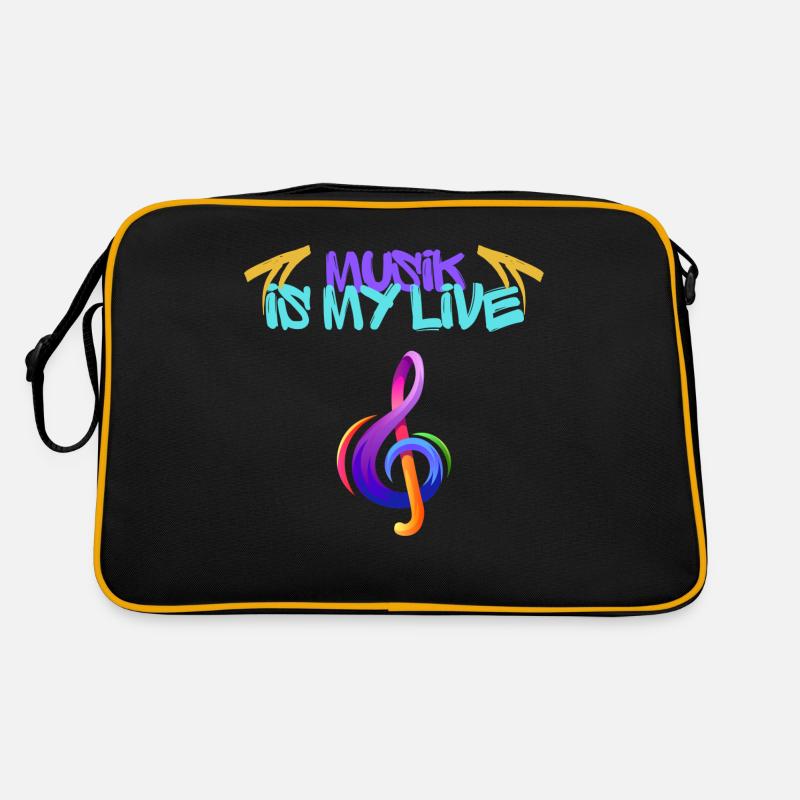 Musik - Retro Tasche - Schwarz/Gold
