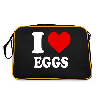 Ich liebe Eier Herz Eier Lustig Witzig - Retro Tasche - Schwarz/Gold - Hinten