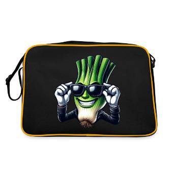 Cool Spring Onion Cartoon Comic Style - Retro Bag - black/gold - Back